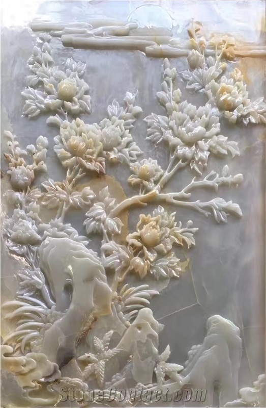 Natural Stone Onyx Carving Flowers