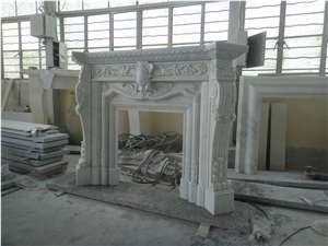 White Marble Fireplace Mantel Sculpture Fireplace