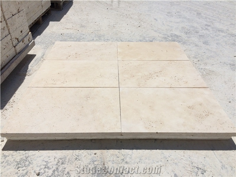 Ivory Cross Cut Travertine Tumbled Pool Pavers