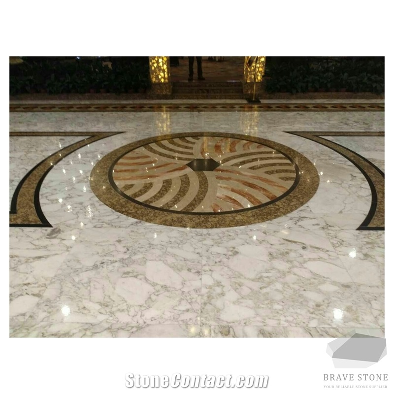 Arabescato Marble Waterjet Medallions Hotel Lobby