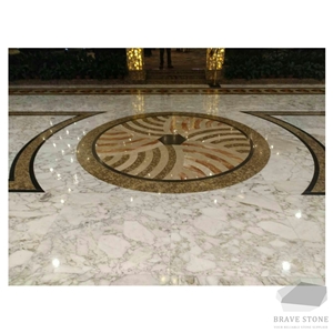 Arabescato Marble Waterjet Medallions Hotel Lobby
