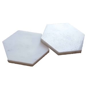 Hexagon Cararra White Marble Coasters