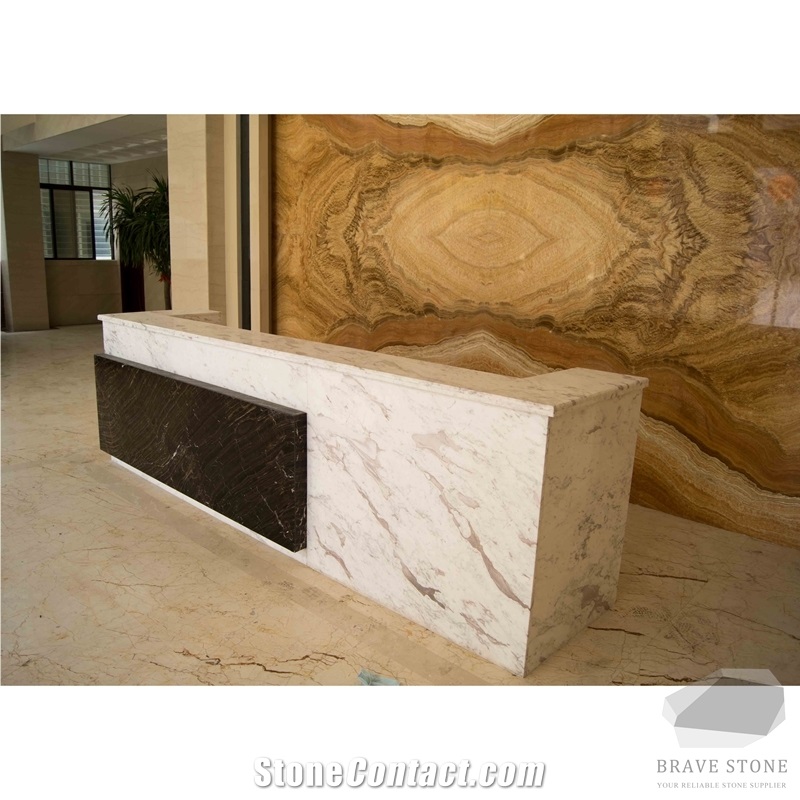 Volakas White Marble Recepiton Desk