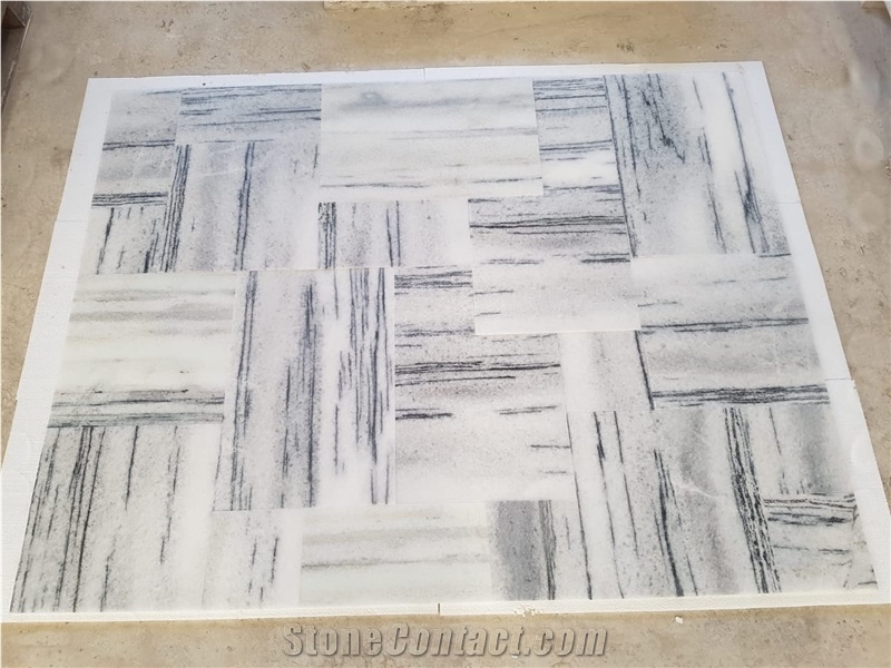 White Marble & Grey Lines