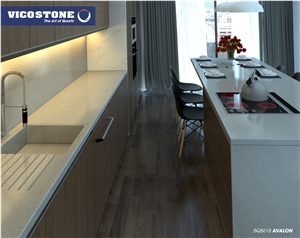 Vicostone Bq8618 Avalon Grey Quartz Kitchen Countertop