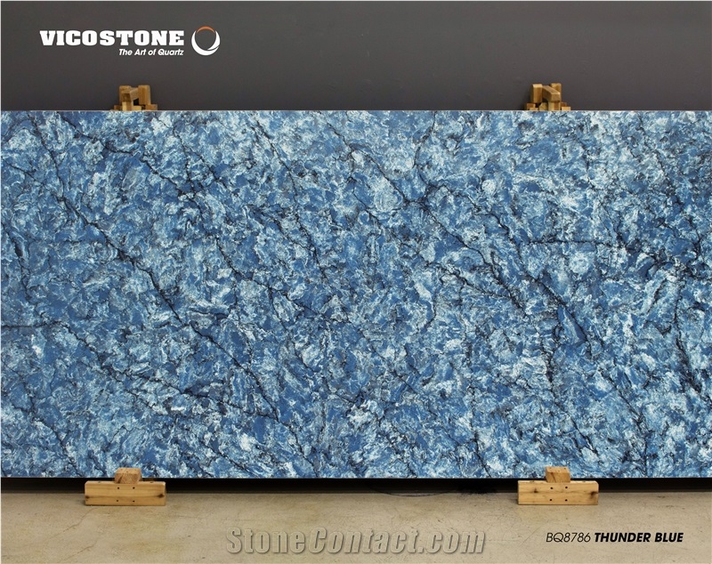 Vicostone Bq8786 Thunder Blue Quartz Countertop