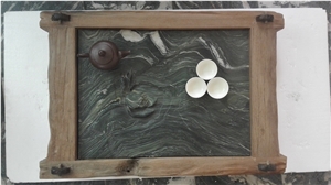 Eco-Friendly Green Jade Marble Tea Tray