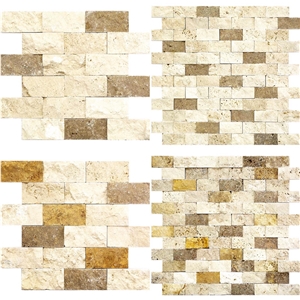 Gold Scabas Scabosa Split Face Mosaic Tiles