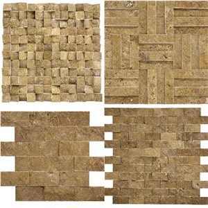 Mix Split Face Scabas Gold Travertine Mosaic Tiles