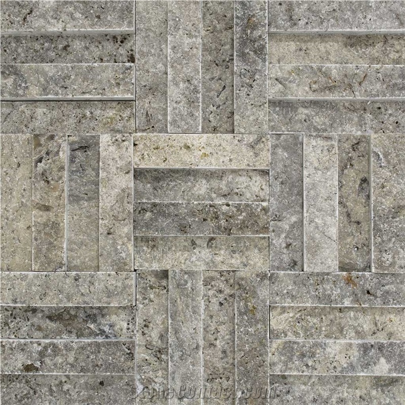 Silver Split Face Mosaic Tiles