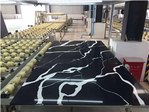 Polished Black Calacatta Quartz Slabs