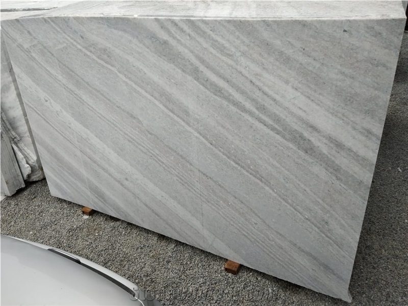 White with Brown Lines Marble Slabs