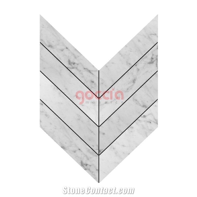 Chevron Mosaic Bianco Carrara Marble Mosaic