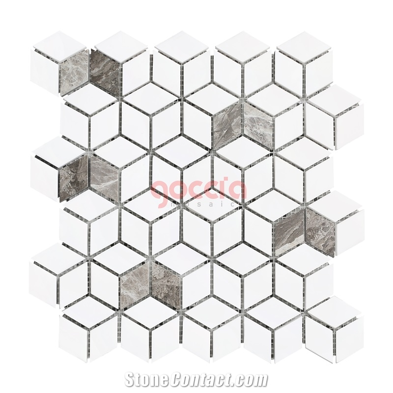 Eva Dolomite & Atlantic Grey - Dolomite & Toros Black Marble Mosaic