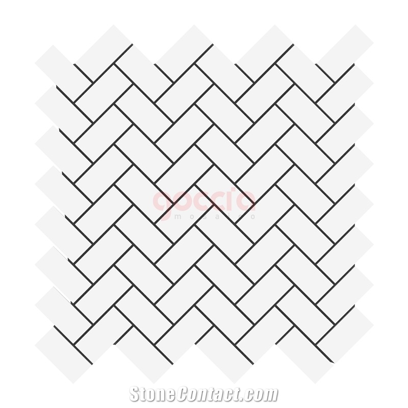 Herringbone 1x2 Mosaic Bianco Dolomite Marble