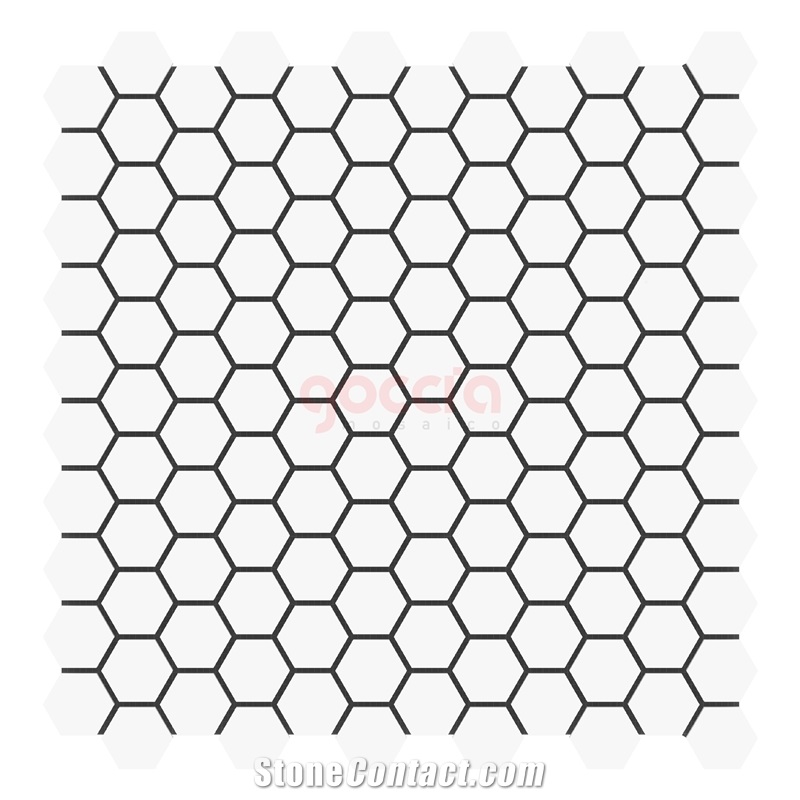 Hexagon 1" Mosaic Bianco Dolomite Marble Mosaic