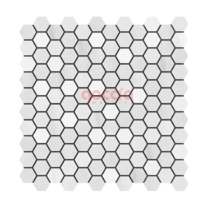 Hexagon 1" Mosaic Thassos Marble Mosaic