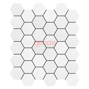Hexagon 2" Mosaic Thassos Marble Mosaic