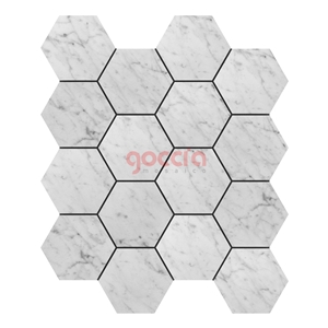 Hexagon 3" Mosaic Bianco Carrara Marble Mosaic