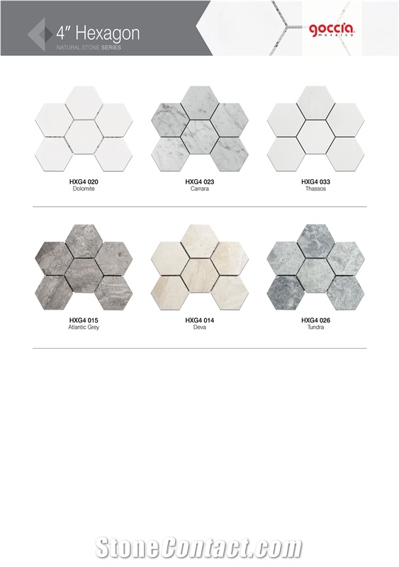 Hexagon 4" Mosaic Bianco Dolomite Marble Mosaic