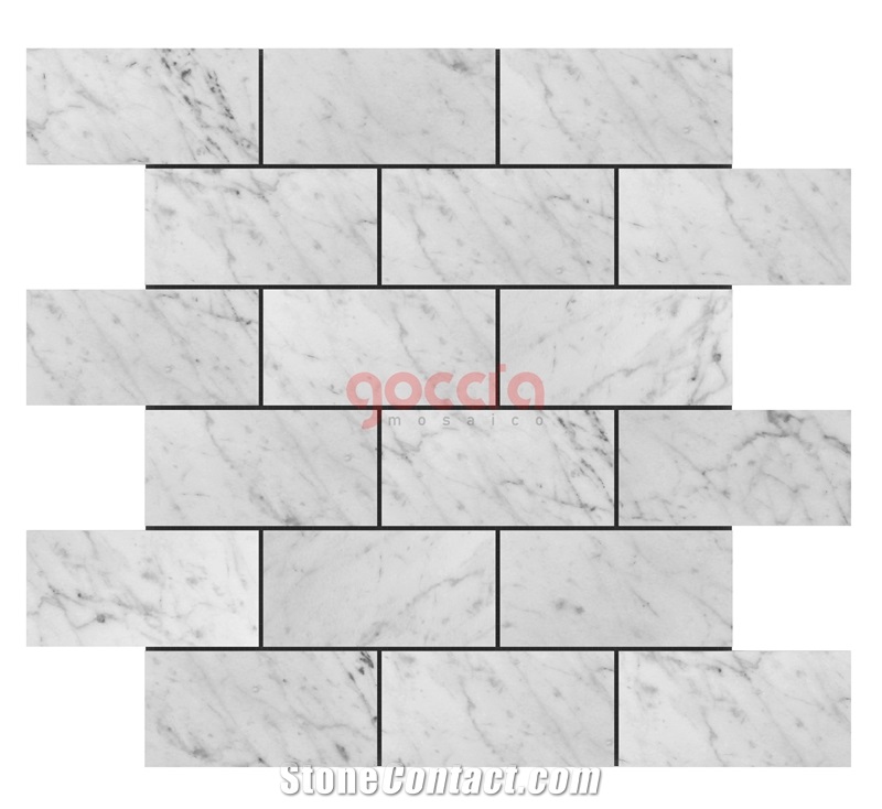 Mosaic 2x4 Bianco Carrara Marble Mosaic