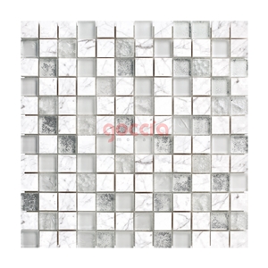 Mystic 1x1 - Bianco Carrara & Glass Mosaic
