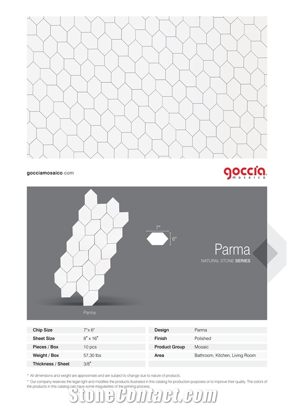 Parma Mosaic Bianco Dolomite Marble Mosaic