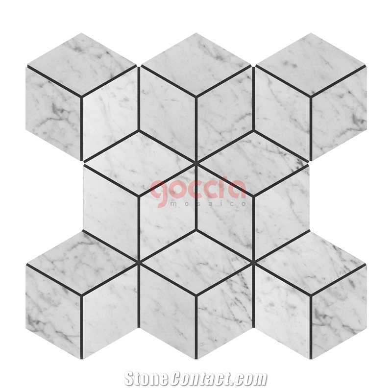 Rhombus Mosaic Bianco Carrara Marble Mosaic