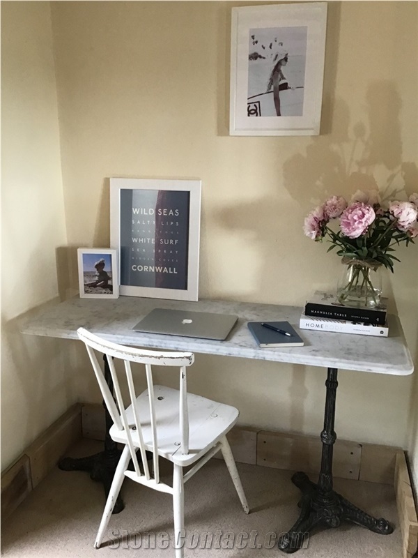 Vintage Marble Desk with Cast Iron Legs