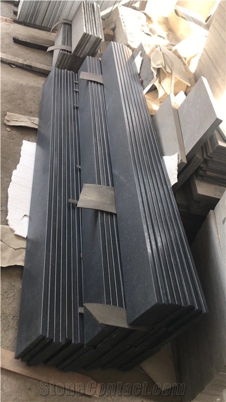 China Black Basalt Chiseled Panel Floor Tiles