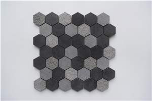 China Black Basalt Z Brick Linear Strip Mosaic Pattern Tile
