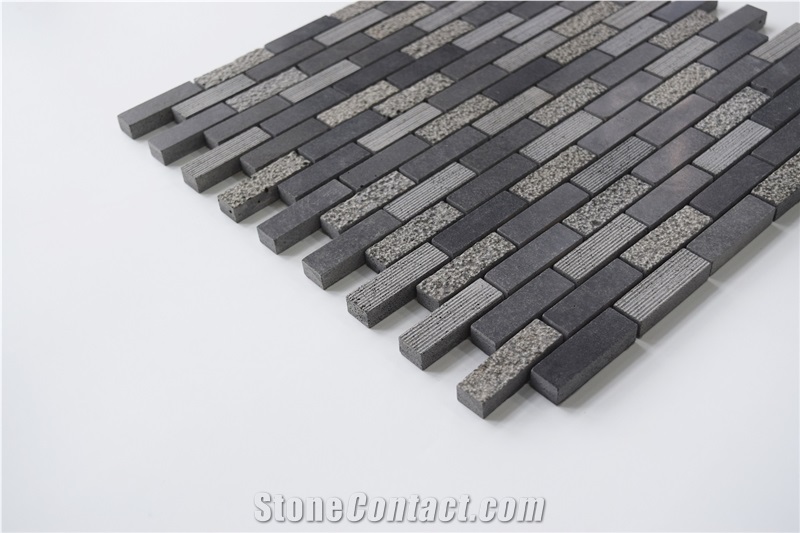 China Black Basalt Z Liner Strip Mosaic Pattern Wall Tiles