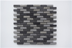 China Black Basalt Z Liner Strip Mosaic Pattern Wall Tiles