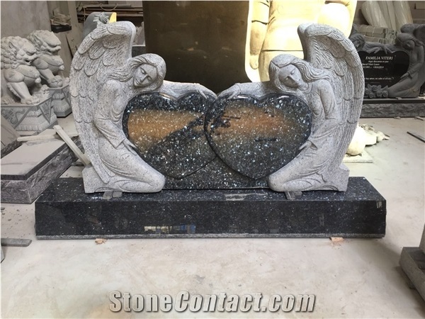 G603 Padang Light Grey Granite Angel Tombstone,Headstone