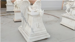 Oriental White Marble Weeping Angel Tombstone,Headstone Bench Design