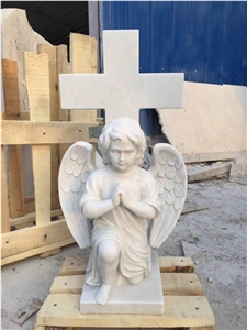 Oriental White Marble Weeping Angel Tombstone,Headstone Bench Design