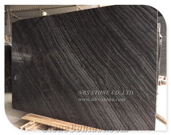 Black Wooden Marble Slab Kenya Black Silver Wave