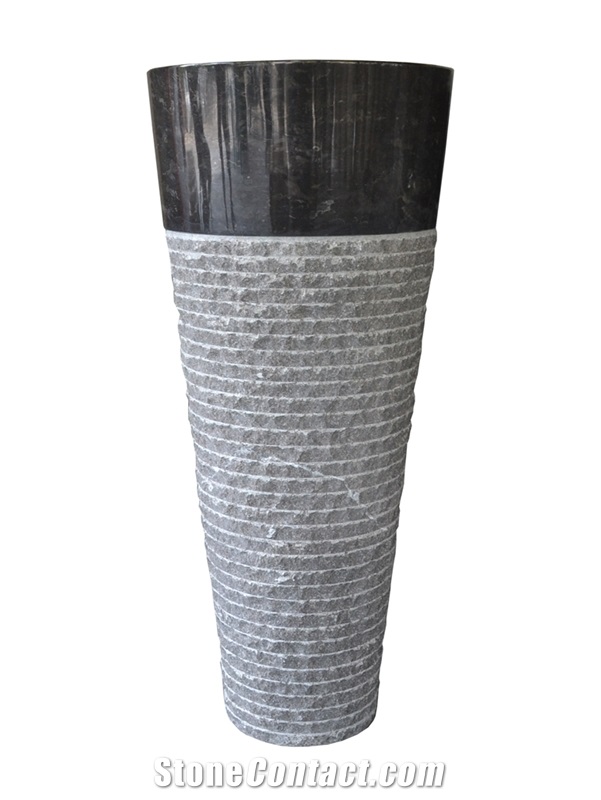 Pedestal Round Outside Alur Marmo - Black
