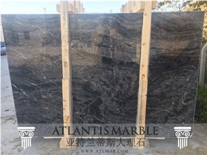 Turkish Marble Cut Size Slab Export Black Silk