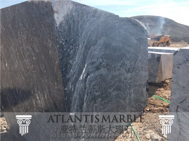 Turkish Marble Cut Size Slab Export Black Silk