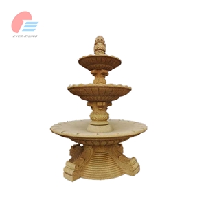 Beige Granite Fountain with Delicate Carving