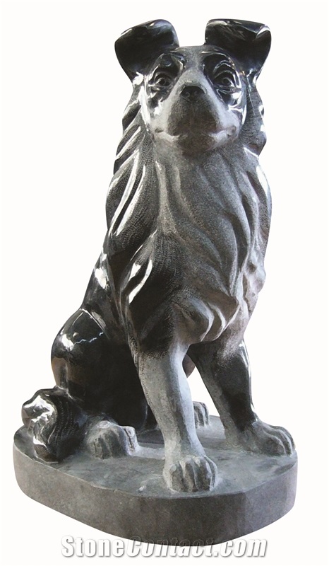 China Black Granite Dog Carving Statues