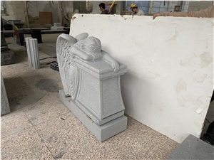 Light Gray Angel Carving Custom Monuments