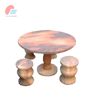 Natural Red Stone Marble Landscaping Seating Sets