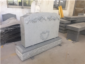 Oriental Gray Headstones with Flower Carving