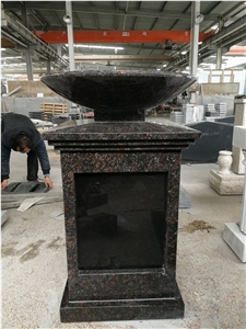 Tan Brown with Black Door Granite Ash Pillar
