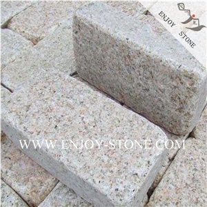 Flamed and Tumbled G682 Yellow Granite Cobblestone