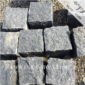 Natural Split Black Basalt Driveway Cube Stone