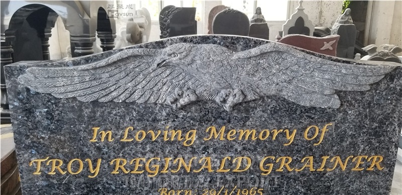 Blue Pearl Eagle Headstone Monument Tombstone