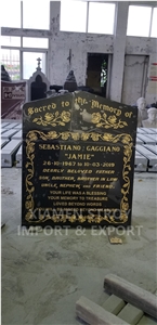 Polish Serp Top Black Granite Headstone Tombstone